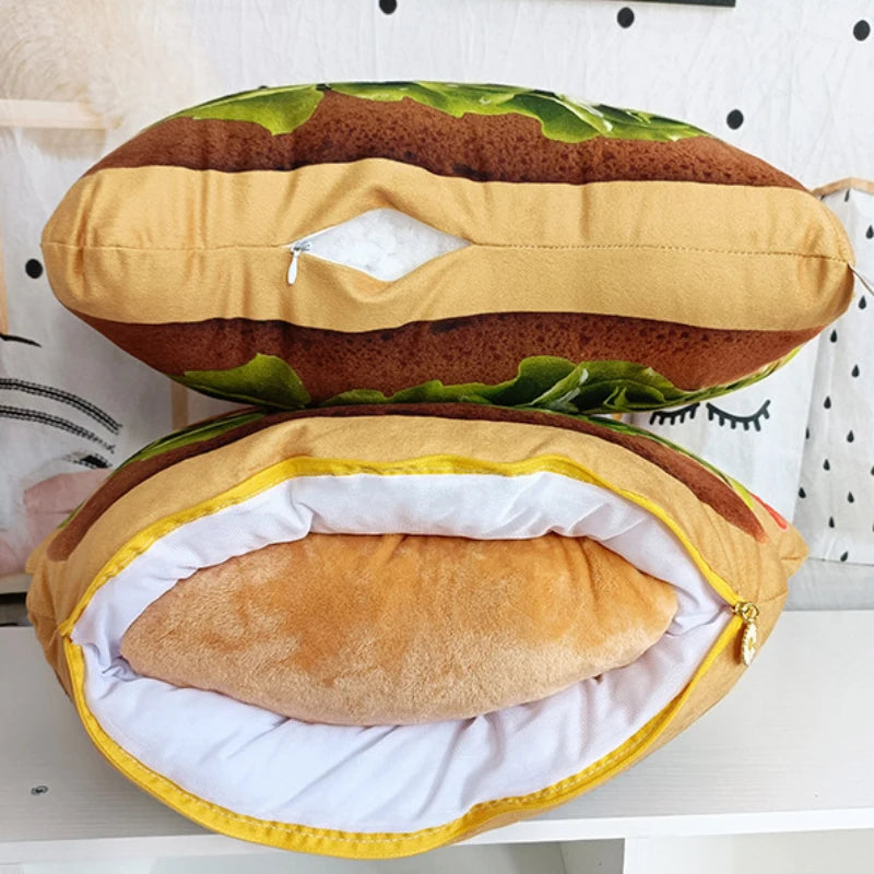 Lifelike Plush Hamburger Pillow Toy