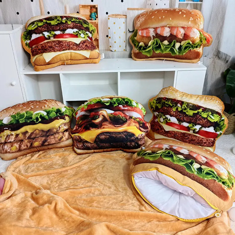 Lifelike Plush Hamburger Pillow Toy