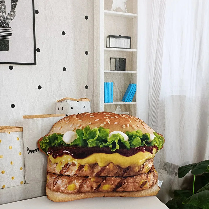 Lifelike Plush Hamburger Pillow Toy