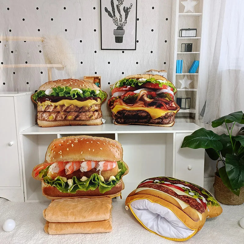 Lifelike Plush Hamburger Pillow Toy