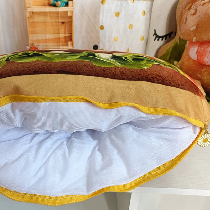 Lifelike Plush Hamburger Pillow Toy