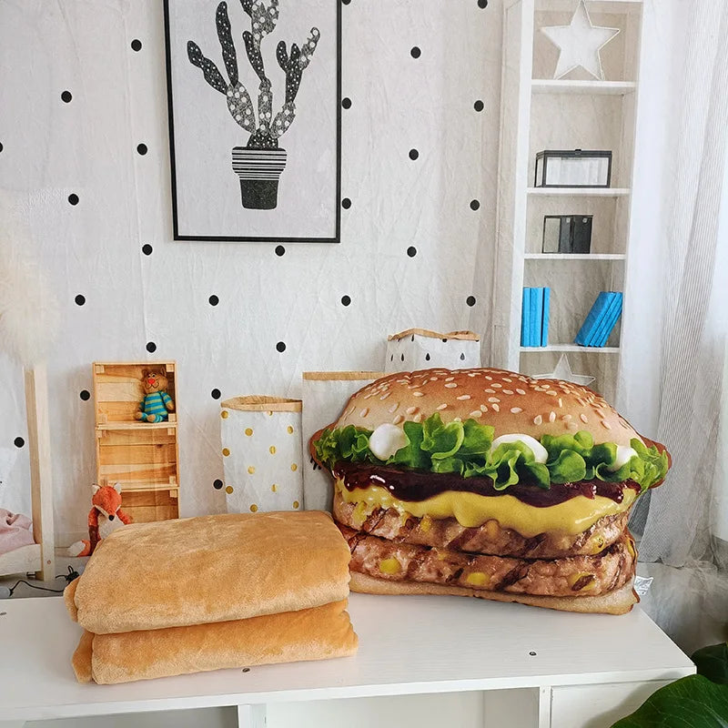 Lifelike Plush Hamburger Pillow Toy